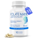 FolateMaxx L-Methylfolate 15 מ"ג 90 קפסולות | Professional Active Methyl Folate 5MTHF תוסף | Methylated Folate for Women & Men | Non-GMO, Gluten Free (3 חודשים)