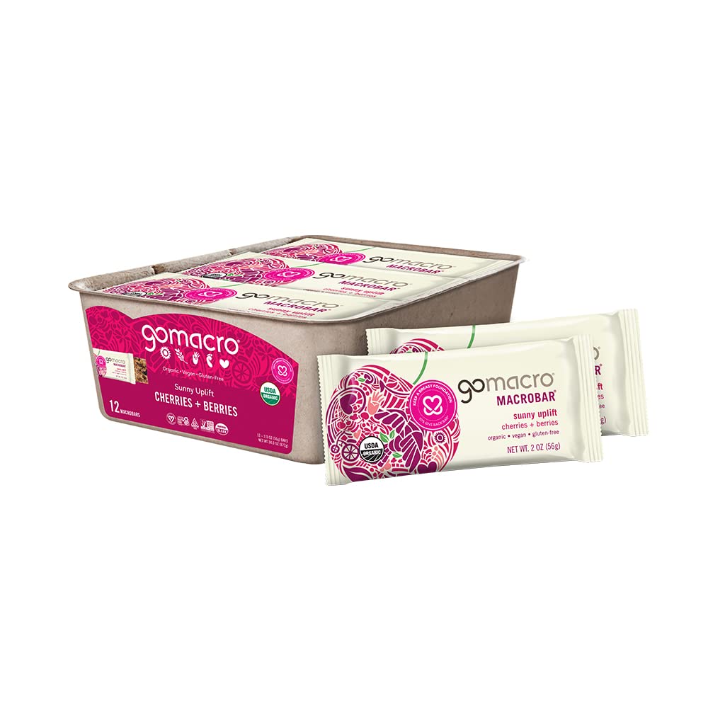 GoMacro Macro Bars - Cherries + Berries (2.0 Ounce Bars, 12 Count)