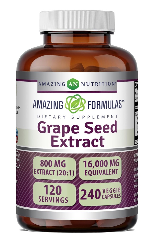 פורמולות מדהימות Grape Seed 800 Mg לחלץ (20:1) | 16000 Mg Equivalent