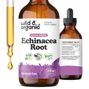 Wild & Organic Echinacea Drops - Immune Support Supplement with Echinacea Angustifolia - נוזל שורש לחלץ טינקטורה - טבעוני, סוכר ואלכוהול חינם - 4 fl oz