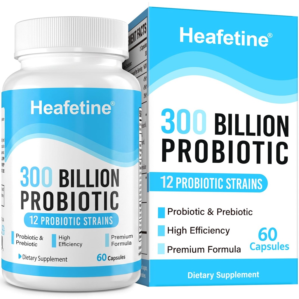 300 מיליארד CFUs Probiotics for Women & Men - 12 סטרינס + 3 אורגני Prebiotics, Probiotics for Digestive Health & Immune, Gut Health & Bloating, Gut Health for Women & Men - 60 קפסולות