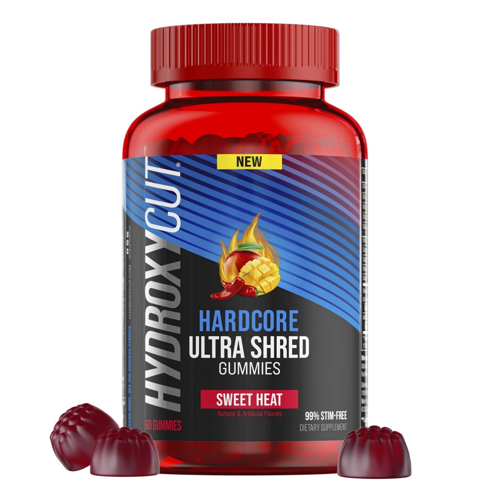 Hydroxycut Bel Ultra Shred Gummies, Sweet Heat - 99% Stimulant חינם - כולל Capsaicin & B ויטמינים - עבור נשים וגברים