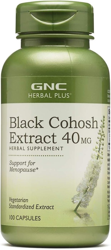 GNC Herbal Plus Black Cohosh לחלץ 40 מ"ג תוסף, Vegetarian, תמיכה עבור Menopause, 100 משרתים