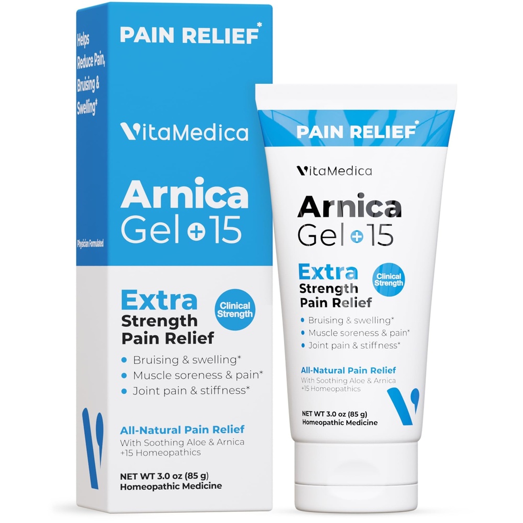 VitaMedica Arnica Gel Plus 15 מתקן צמחי מרפא, תוספת חיזוק פורמולציה עבור Bruising, Swelling, Joint Pain, השרירים Soreness & Stiffness, All-Natural, Plant-based Pain Relief