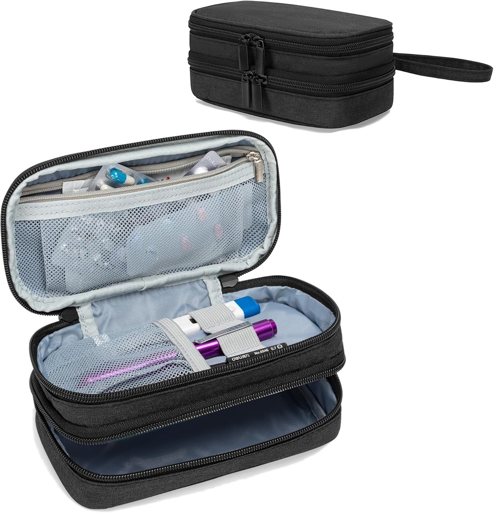 Trunab Portable Travel Bag with Weekly Pill Box מארגנת 2 פעמים ביום, מקרה גלולה עבור גלולות, ויטמין, שמן דגים, תוספים הולדר
