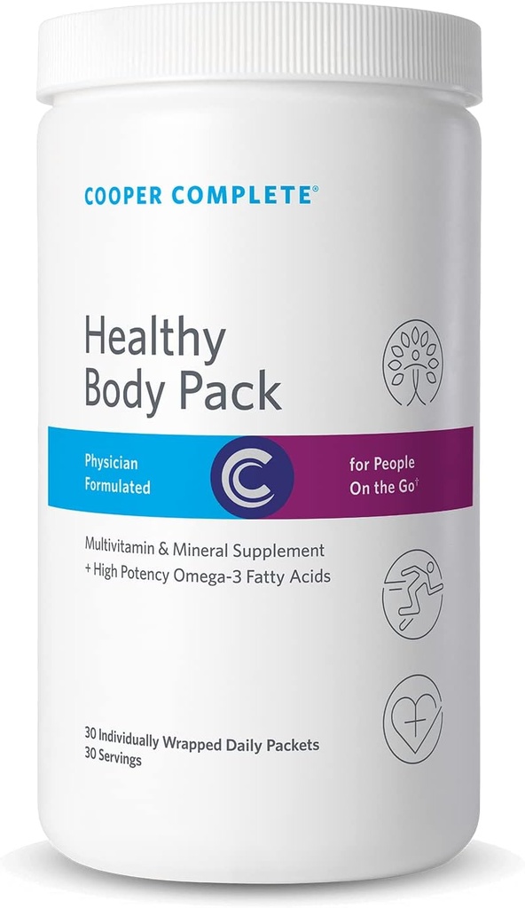 Cooper Complete - Healthy Body Pack - Daily ויטמין Pack with Multivitamin & אומגה 3 שמן דגים - 30 Packets לכל בקבוק. חבילה של 3
