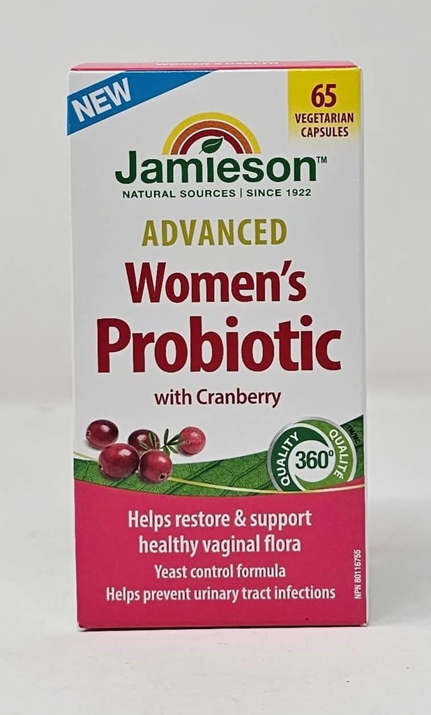 ג'יימיסון Advanced Women's Probiotic with Cranberry, Help Support &שיקום בריא של פלורה - 65 קפסולות צמחוניות
