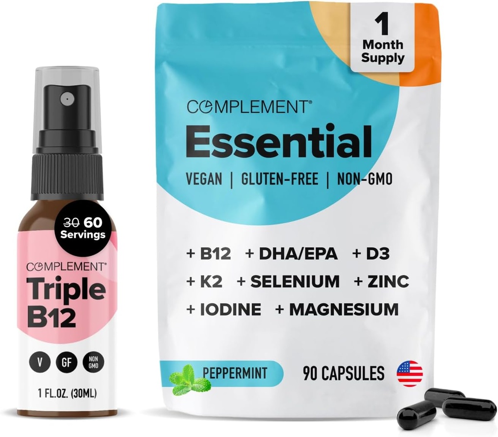 Complement Basic Vegan Multivitamin & Triple B12 Spray Bundle - תמיכה תזונתית מקיפה עבור דיאטות המבוססות על צמחים