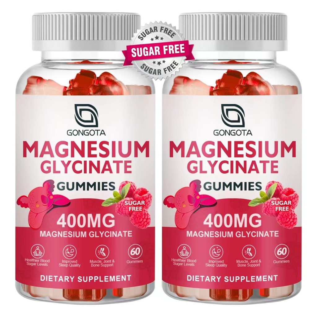 מגנזיום Magnesium Glycinate Gummies 400 מ"ג עם 100 מ"ג מגנזיום Composite מגנזיום - תוספת מגנזיום Magnesium Potassium עם ויטמין D, B6 תומך Calm, Sleep, Memory & השרירים Cramps, Sugar חינם - 120 חניכיים