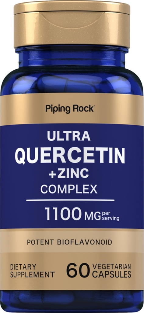 Piping Rock Quercetin Zinc Complex | 1100 מ"ג | 60 קפסולות | Non-GMO, Gluten Free Supplement