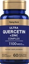 Piping Rock Quercetin Zinc Complex | 1100 מ"ג | 60 קפסולות | Non-GMO, Gluten Free Supplement