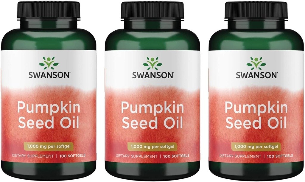 Swanson Pumpkin Seed שמן שילוב Herbal תוסף 1000 מ"ג 100 קפסולות Softgel (3 Pack)