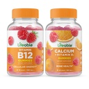 ויטמין B12 + Calcium עם ויטמין D, Gummies Bundle - גדול Tasting, ויטמין תוסף, Gluten חינם, GMO חינם, Chewable