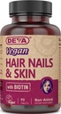DEVA Vegan Hair, Nails & Skin ויטמינים & מינרלים עם ביוטין, תוסף, 90 טבליות