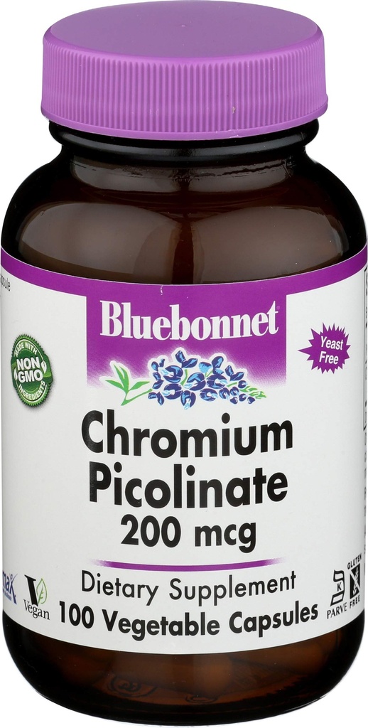 Bluebonnet Nutrition, Chromium Picolinate 200mcg, 100 קפסולות Veggie