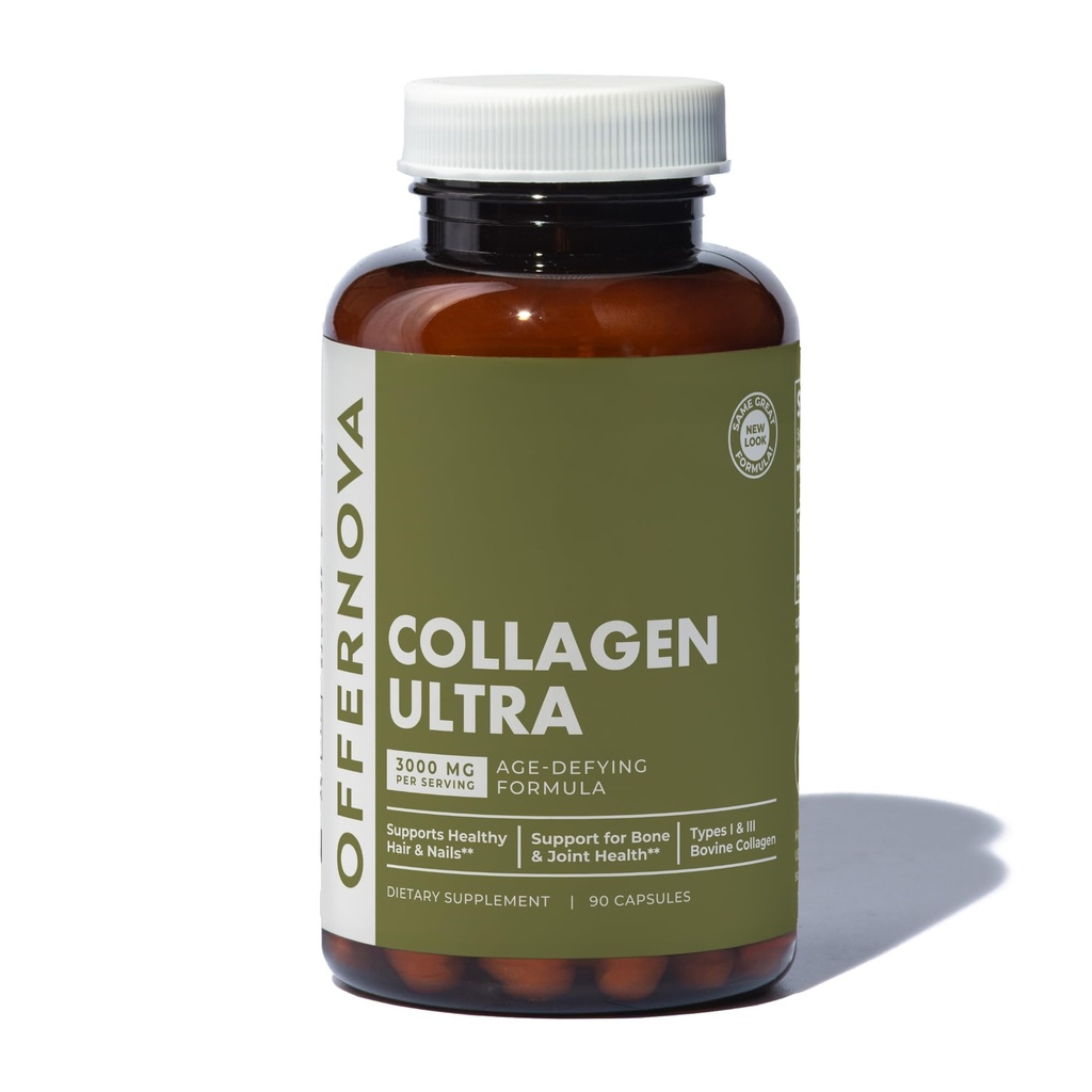 מציענובה Collagen Ultra hydrolyzed Collagen תוספי - 3000 מ"ג אנטי Aging Bovine Collagen Peptides עבור שותפים בריאים, עצמות, שיער ו Skin. Pastilla de Colageno Hidrolizado, 90 קפסולות