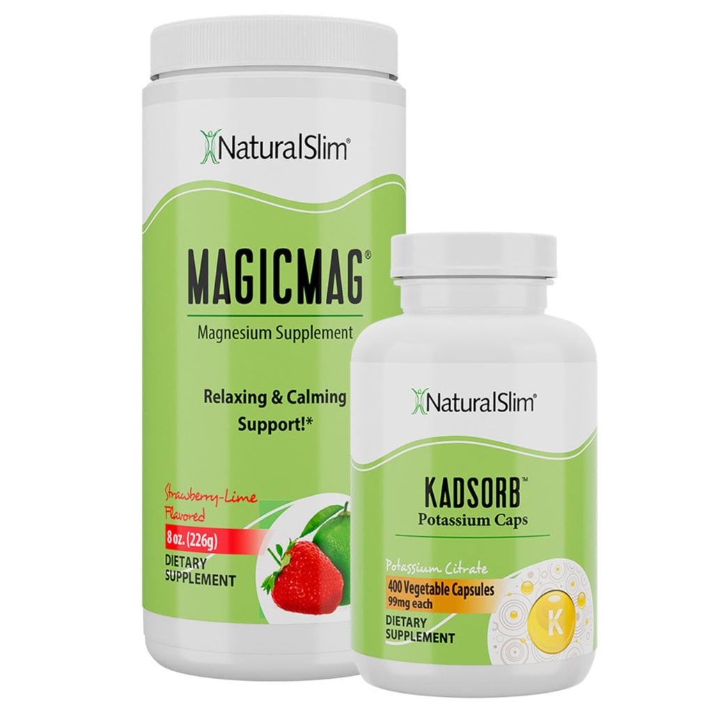 דינמי Duo Magic Magic & Cadsorb - אבקת Magnesium Stress & Sleep Support Drink & Potassium Caps Electrolyte Balance נורמלי תמיכה pH - סיוע טבעי עבור מטאבוליזם איטי