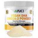 AKI אומגה 3 DHA Micro Algae אבקת תוספי מזון - צמחי מבוסס Keto ויטמין - אלטרנטיבי דגים או שמן קריל - טבעוני ולא GMO (4.58oz / 130g)