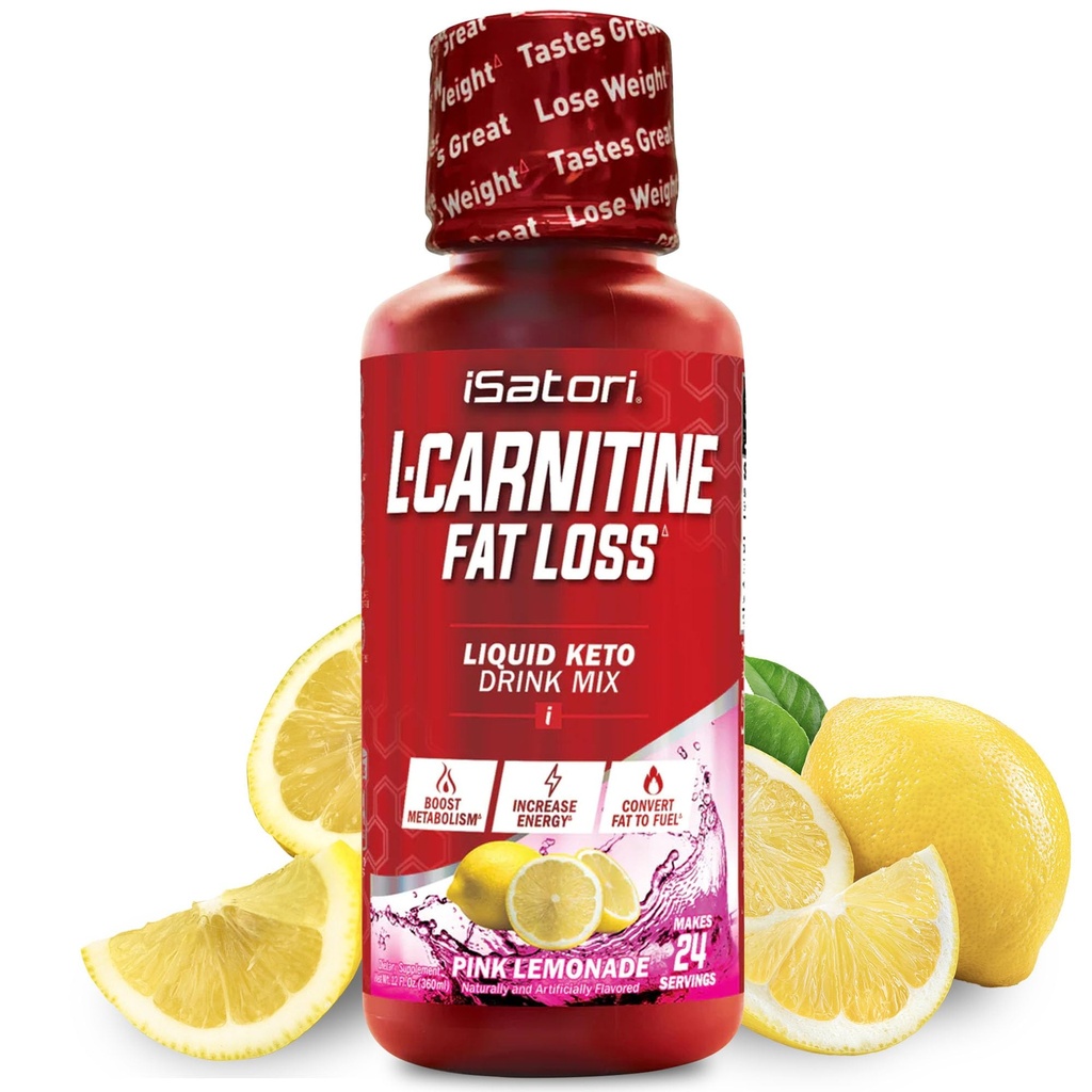 iSatori L-Carnitine 1500, Triple-Blend נוזל L Carnitine תוסף, עם Acetyl & Tartrate, Stimulant Free Energy, No Calories, Sugar or Gluten, Keto-Friendly, Pink Lemonade (24 משרתים)