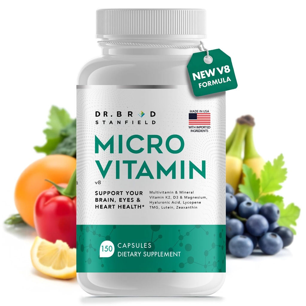 Daily Low Dose MultiVitamin & מינרלים לגברים ונשים כדי לתמוך ביצועים קוגניטיביים וזיכרון + Hyaluronic Acid עבור בריאות העור + TMG עבור פעילות גופנית (150 ספירה)