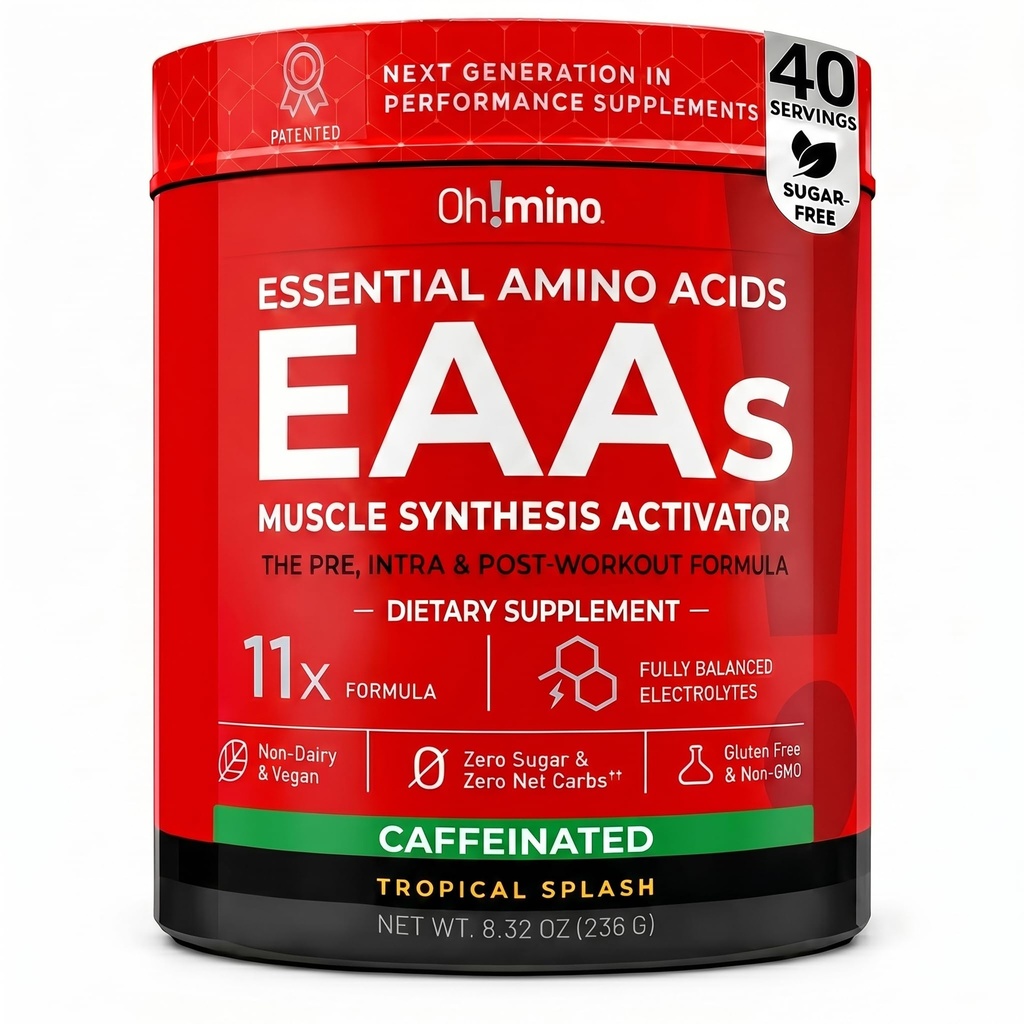 תוסף Amino Essential Acids טרופי Splash, אבקת קפה כל 9 EAAs, BCAAs ואת Amino המושלם עבור Workouts, Amino Energy, וכדי לבנות שריר, לשחזר מהר יותר.