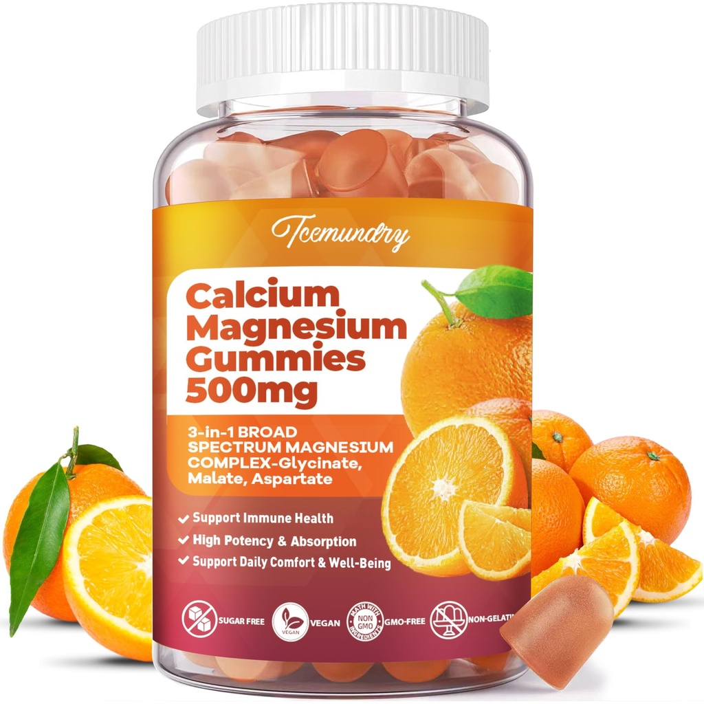 Calcium Magnesium תוסף חניכיים למבוגרים: Calcium Citrate 600 מ"ג עם ויטמין D3 & K2 עבור נשים - תמיכה B0ne כוח, Better Zzz, השרירים, האנרגיה והחיסון (60 Count)