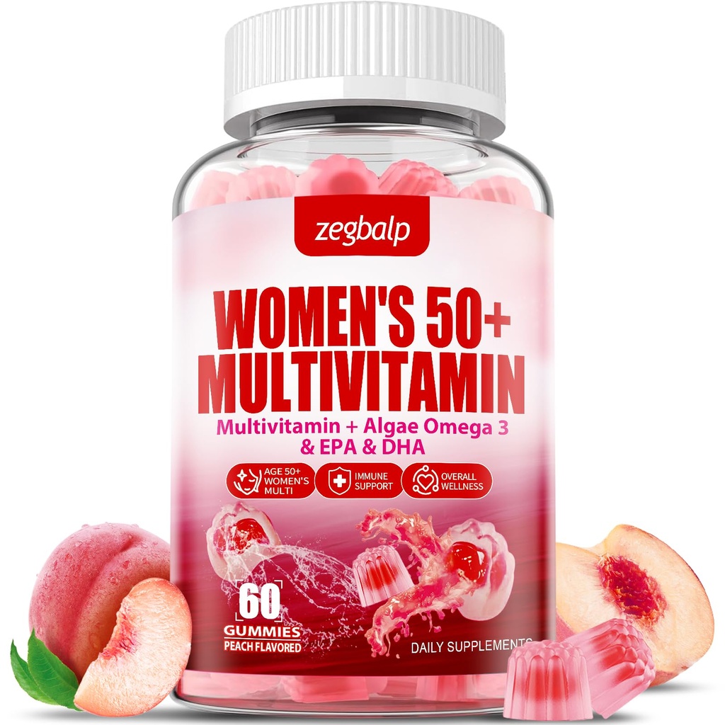 נשים ללא סוכר Multivitamin 50 פלוס חניכיים עם Calcium, Magnesium, Zinc, ויטמין A, C, D3, E, K2, B Complex, Folate, Biotin - Multi ויטמינים ומינרלים לעור, אנרגיה, Immune תמיכה תמיכה תמיכה
