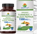 Brieofood אורגני Turmeric עם Black Pepper 1500 מ"ג, 45 משרתים, Vegetarian, Gluten Free, 90 טבליות צמחוניות