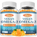 2 Pack אומגה 3 חניכיים פוטנט אלגה אומגה מקור, Boost Brain, Eye & Immune function, עם DHA ו EPA טבעוני & סוכר חינם, כתום פלאמור, 120 הרוזן