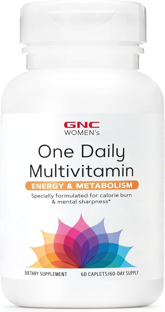 GNC Women's One Daily Multivitamin - Energy & Metabolism, תומך ביצועים מוגברים, פוקוס ו Cardiovascular Health, Daily Supplement, 60 Caplets