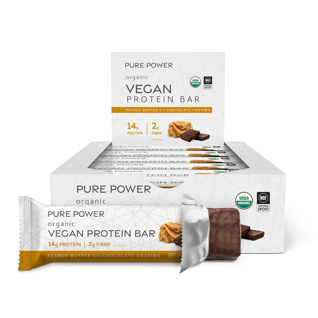 Dr. Mercola Pure Power Peanut Butter חלבונים Bars, 12 משרתות, לא GMO, Soy Free, Gluten Free, Vegan Protein Bars
