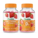 Lifeable Collagen & ויטמין C + ויטמין D 5000 IU, Gummies Bundle - גדול Tasting, ויטמין תוסף, Gluten Free, GMO Free, Chewable Gummy