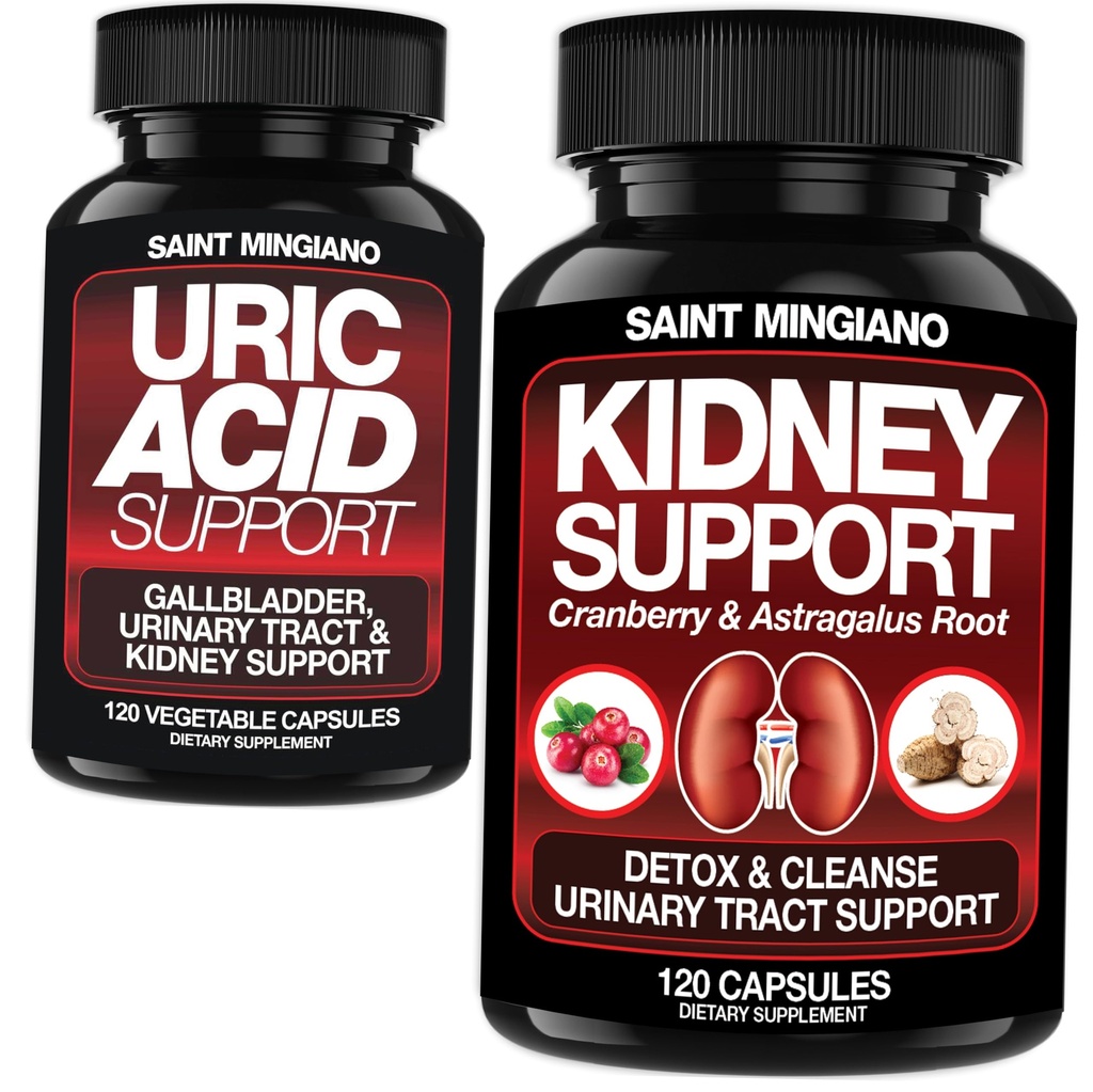 Kidney תומך ניקוי Detox & תיקון - יחד עם תמיכה Uric Acid - גלבלה, Urinary Tract & Kidney תמיכה לגברים ונשים