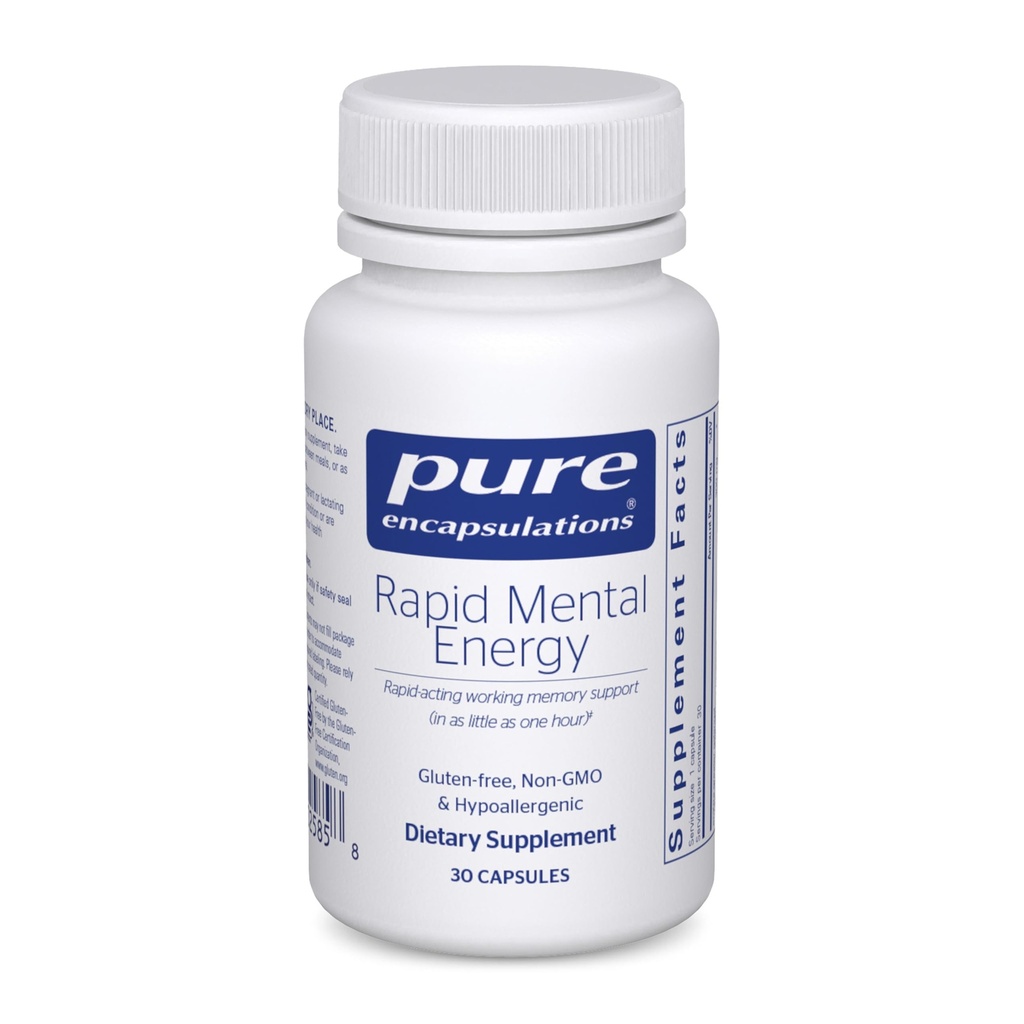 Pure Encapsulations אנרגיה נפשית מהירה - תוספת זיכרון טבעוני לתמיכה בבריאות המוח - ג'ינקגו Biloba Extract, Alpinia Galanga & American גינזנג לחלץ - non-GMO & Gluten-Free - 30 קפסולות