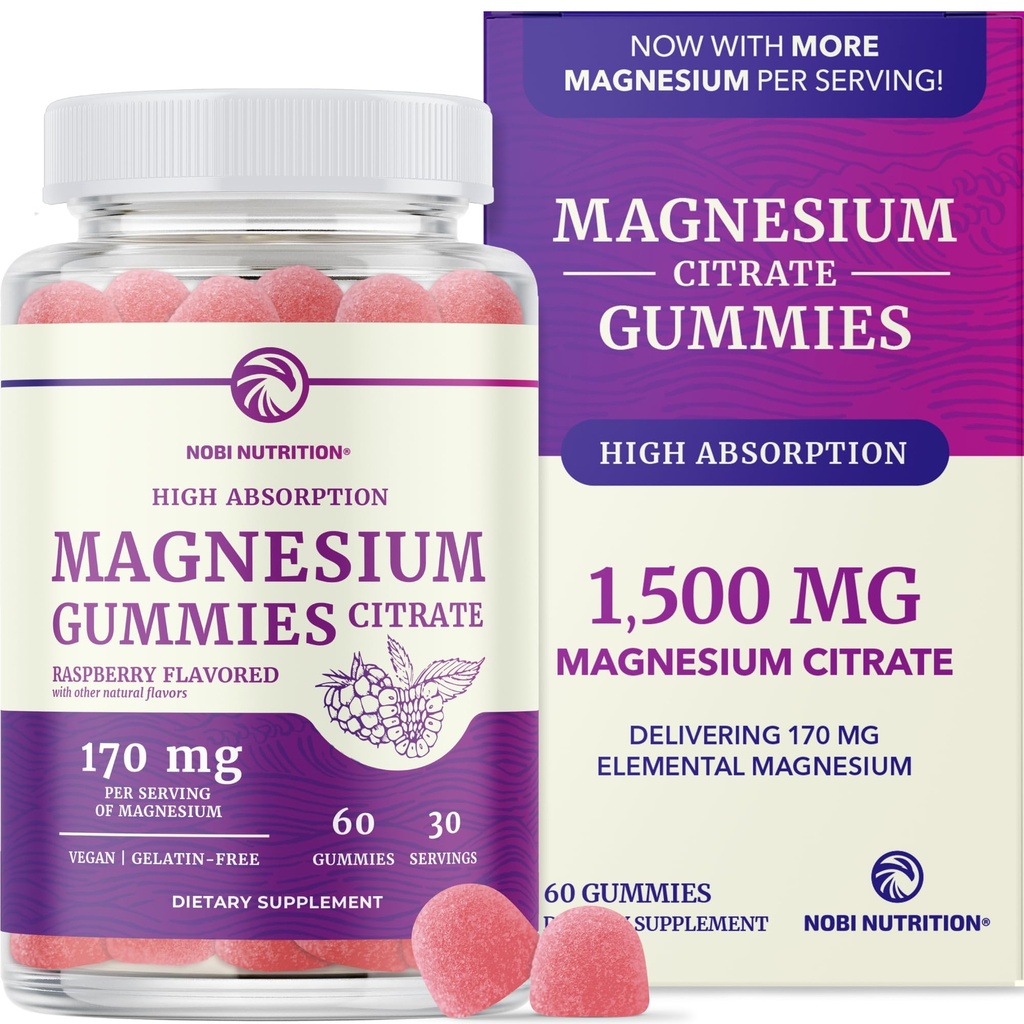 Magnesium Citrate Gummies | תוספת כוח עבור Calm, הירגעות & העיכול | High Absorption Magnesium Gummies for Adults