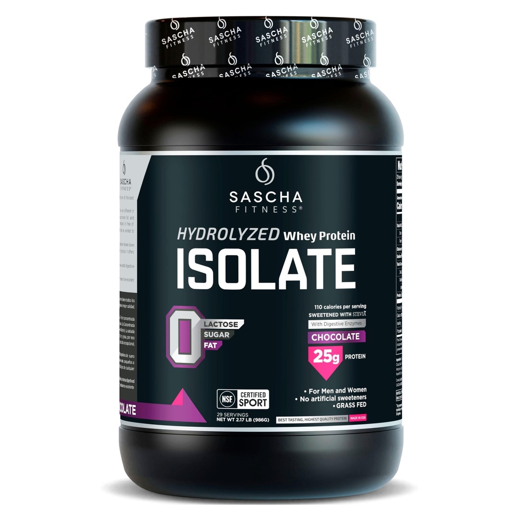 SASCHA FITNESS hydrolyzed Whey חלבון Isolate,100% Grass-Fed (2 פאונד,Chocolate)