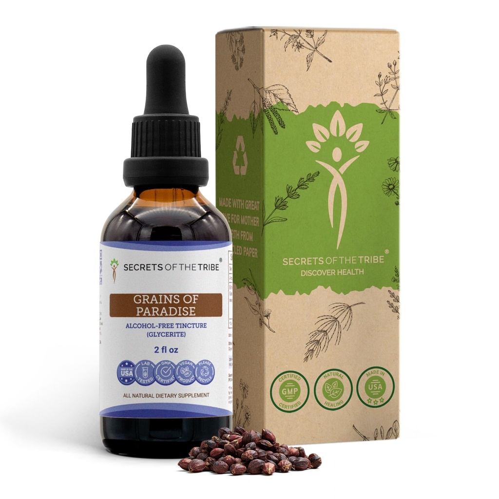Grains of Paradise Tincture אלכוהול ללא תשלום, Grains of Paradise (Aframomum melegueta) Dried Seeds (2 FL OZ)