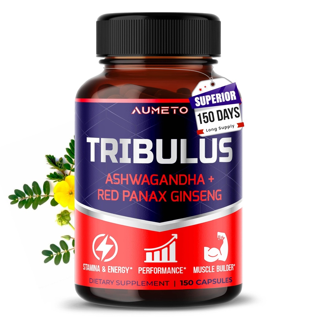 Tribulus Terrestrisris 98% Saponins - Enhanced 12-in-1 Formula with Yohimbine, Red Panax Geneseng, Ashwagandha for Boosting Energy, Stamina & Endurance - Made in the USA