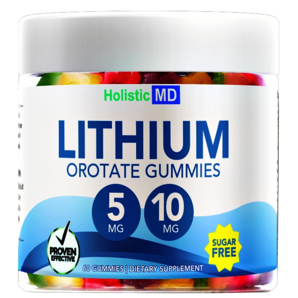 Lithium Orotate 5 מ"ג 10 מ"ג עבור גברים נשים | Lithium Orotate קלינית למד צ'נד גבוה Biovalable | 3 Flavors Sugar Free Veganmies 60 ct