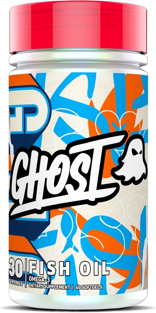 תוסף שמן דגים Ghost Fish, 1400 מ"ג - 1100 מ"ג של אומגה 3 עם EPA & DHA Fatty Acids - תוספי שמן דגים עבור הלב, המוח ותמיכה החיסון - 60 Softgels, 30 משרתות