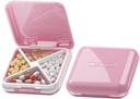 DUBSTAR Small Pill Case, Sweet Pill Box - Travel Daily PillPSKer, Portable Pretty Piller for Purse Pocket, קומפקטי תרופה הולדר עבור ויטמינים, שמן דגים, תוספים (Pink)