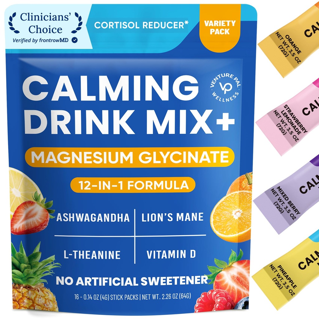 מיזם Pal Calming אבקת שתייה Mix, Magnesium Glycinate, Ashwagandha, L-theanine,Vitamin D, Lions Mane, Sugar Free Magnesium Glycinate תוסף ל-Lower & Focus, Non GMO, טבעוני, On The Go, On The Go The Goitamin D, Lions Mane, Sugar Free Magnesium תוסף להורדה בחינם ל-Relax & Focus.