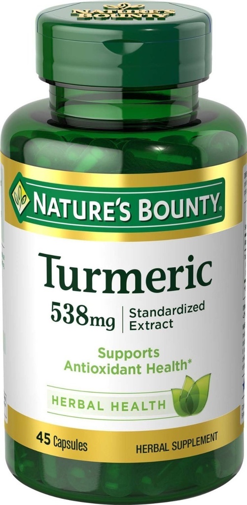 Natures Bounty Turmeric 538 מ"ג הפקה סטנדרטית, 45 Count (Pack of 2)