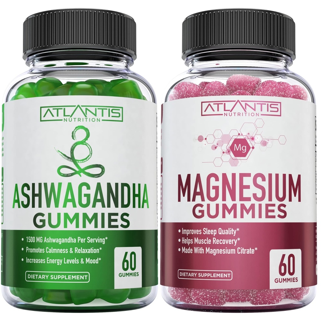 Ashwagandha & Magnesium חניכיים לשיפור שינה ותפקודי גוף חזקים. Ashwagandha Boosts Mood & Energy - Magnesium Helps Recover השרירים & Relieves Cramps - טבעוני