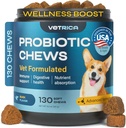 Probiotics for Dogs - כלב פרוביוטיקה צ'יפס לבריאות העיכול ו Gut, שיניים, מערכת החיסון - Chewable Prebiotic Soft Treats - Wild Yeast אבקה - Diarrhea ו- Bowel תמיכה תוסף