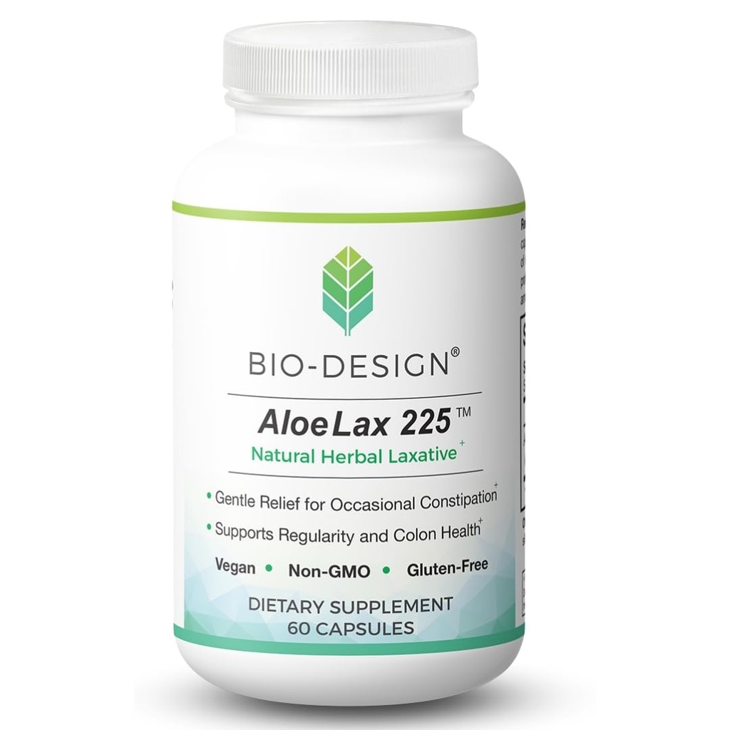 Aloe Lax225 Natural Herbal Laxative - Gentle Relief for Occasional Constipation, Gas, & Bloating עם 225 מ"ג טבעי Aloe Ferox - תמיכה ב- Bowel סדירות ובריאות הקולוניות - 60 קפסולות