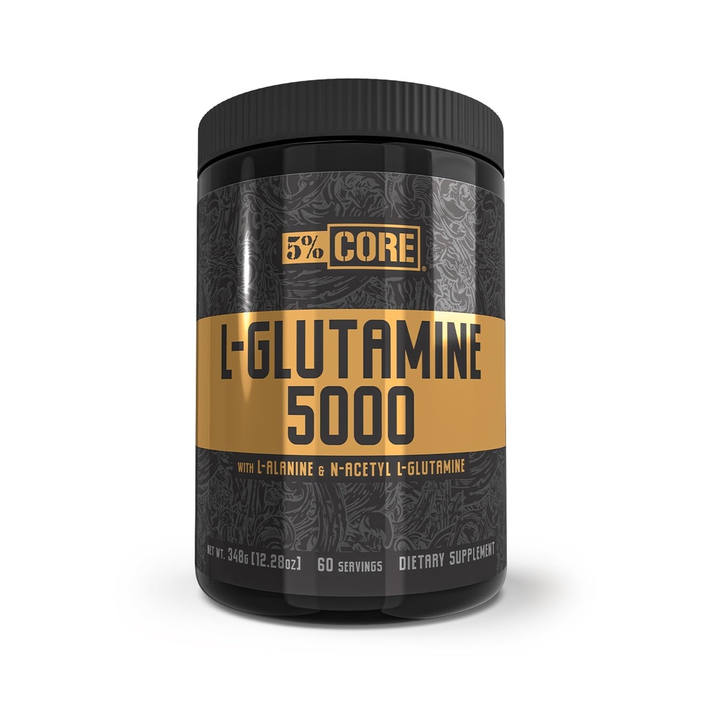 5% תזונה Core L-Glutamine 5000 תוספת w / L-Alanine | תמיכה Immune & Digestive | Amino Acid שריר בונה Post Workout Recovery