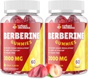 2000 מ"ג ברברין תוספת חניכיים - High Potency Berberine עם Ceylon Cinnamon Candy, Turmeric, Magnesium, Chromium - Sugar Free, Vegan, non-GMO, Gluten-Free - Peach Flavor 60 חניכיים - 2 Pack