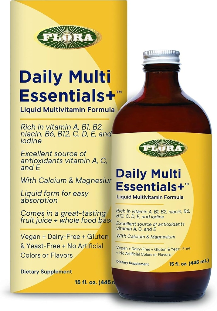 פלורה - Daily Multi Essentials+, נוזל Multivitamin פורמולה, 13 ויטמינים ומינרלים חיוניים, 15 Fl Oz