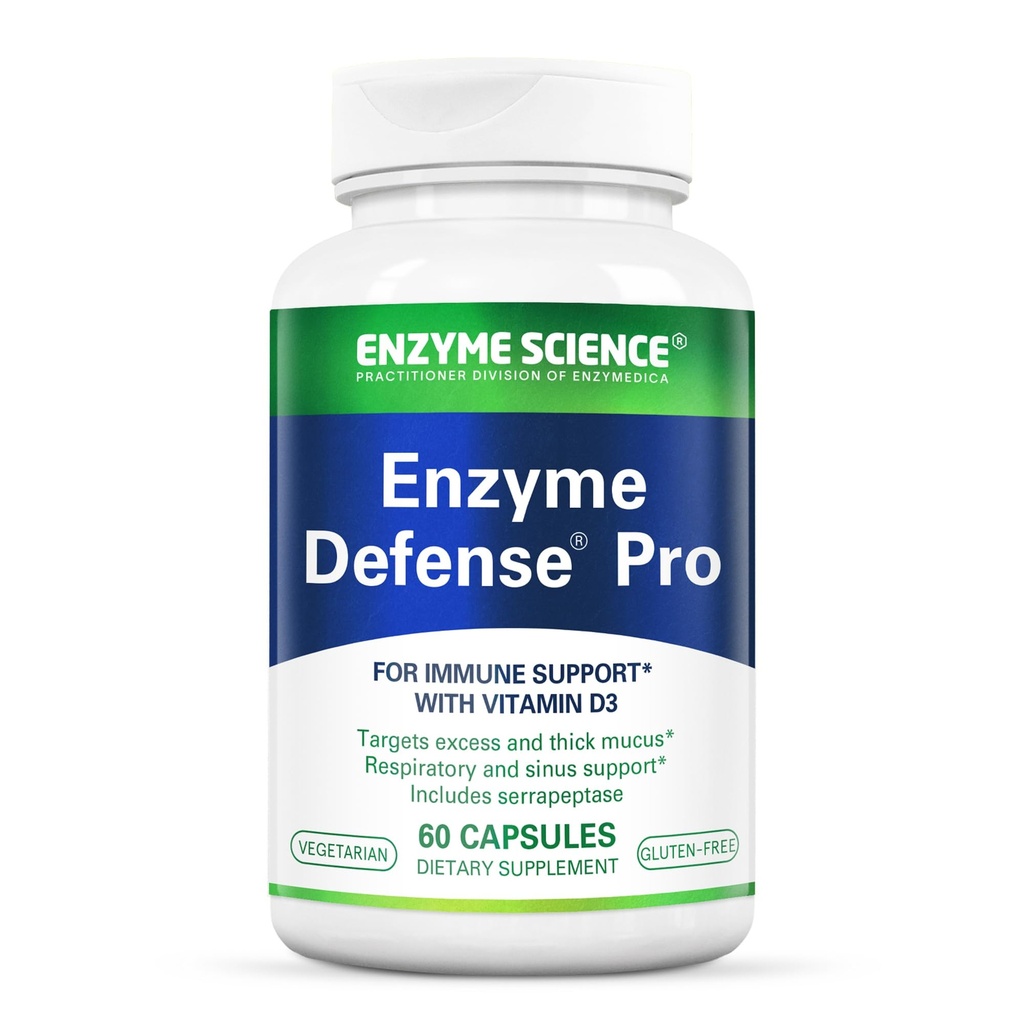 Enzyme Science Enzyme Defense Pro, 60 קפסולות - Immunity Support Supplement - פורמולה עם ויטמין D3, L-Lysine, Calcium ו-Protease-Enzyme Digest תמיכה - מערכת החיסון - מערכת החיסון